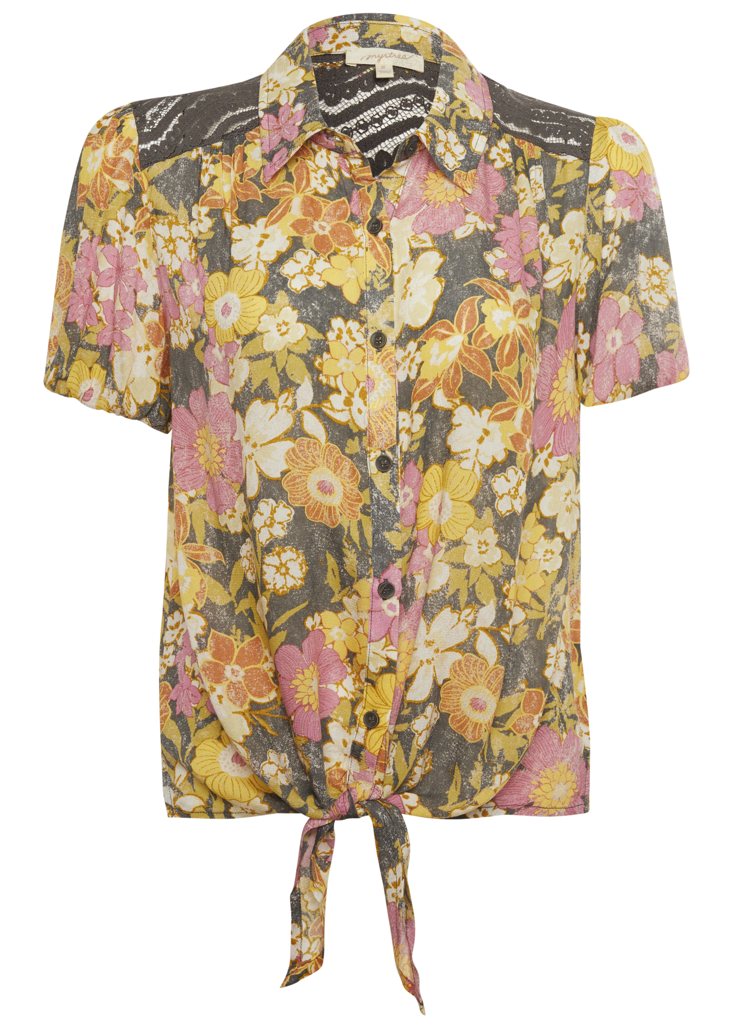 Floral Shirt with Front Knot