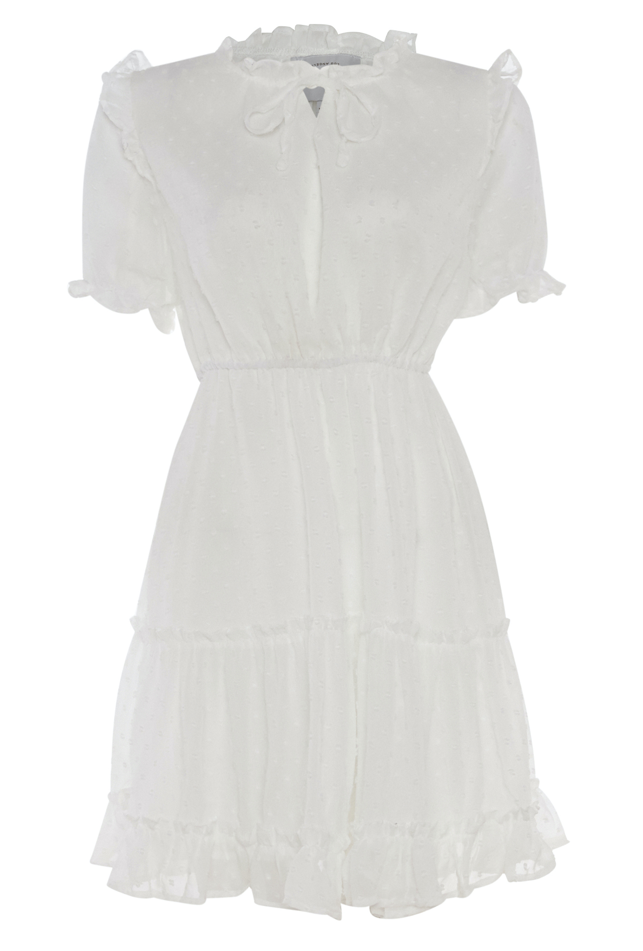 Ruffle Neck Swiss Dot Dress