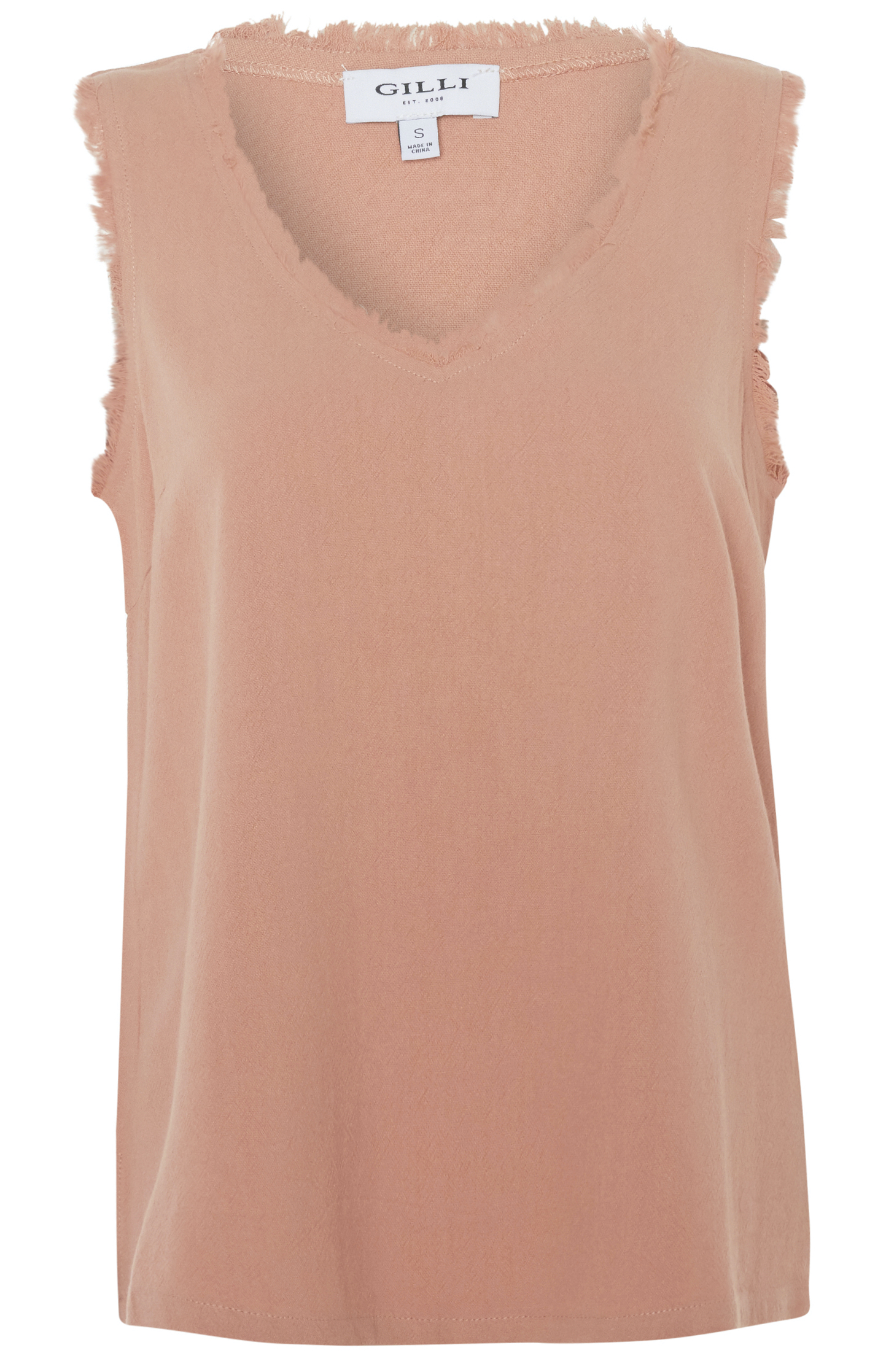 V-Neck Sleeveless Frayed Top