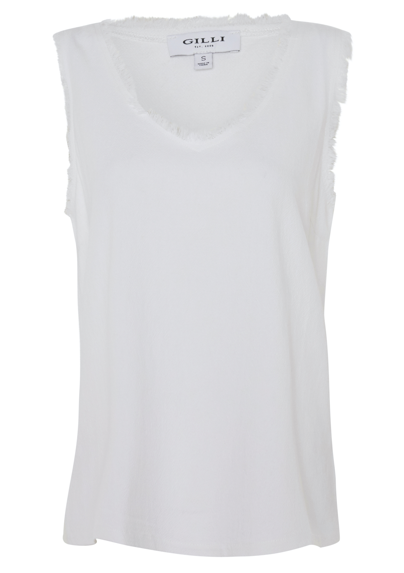 V-Neck Sleeveless Frayed Top