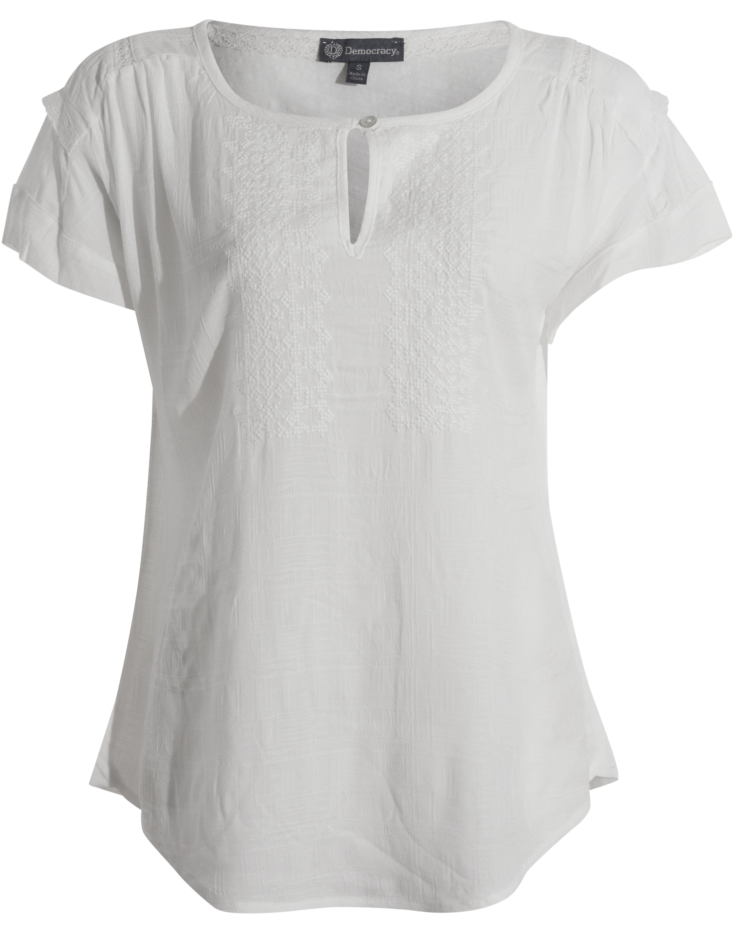 Democracy Short Sleeve with Embroidered Neck