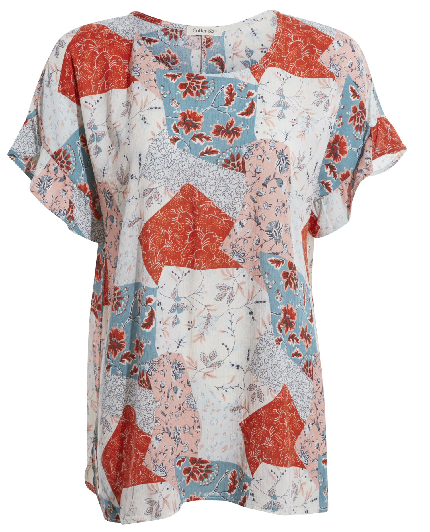 Printed Ruffle Short Sleeve Top