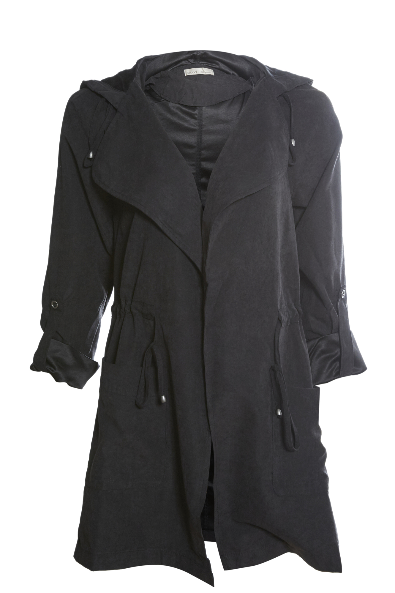 Long Hooded Peach Skin Jacket