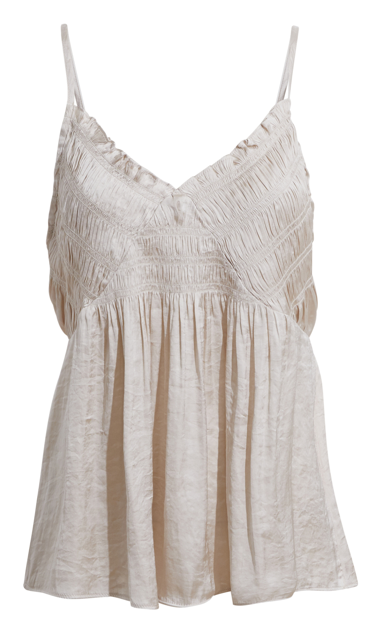 Smocked Front Satin Tank in White | DAILYLOOK