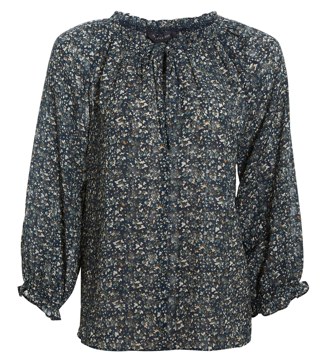 Floral Print Split Neck Top