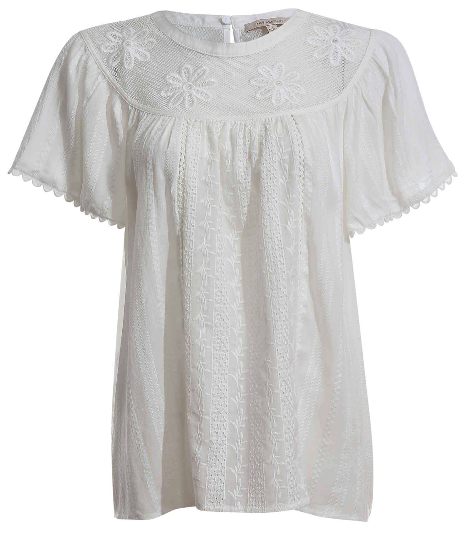 Short Sleeve Lace Detail Top
