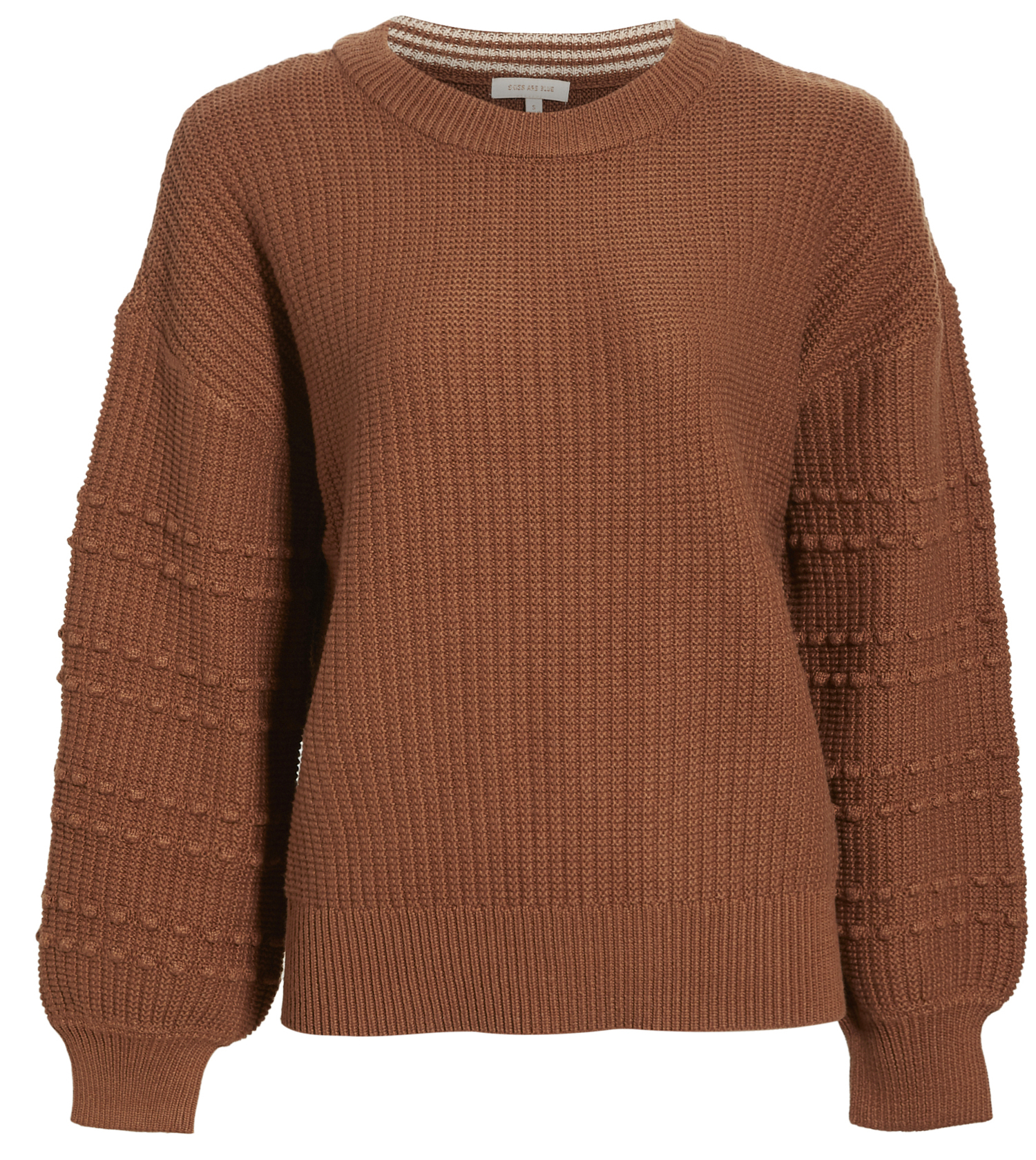 Long Sleeve Knit Sweater With Pompom Detail