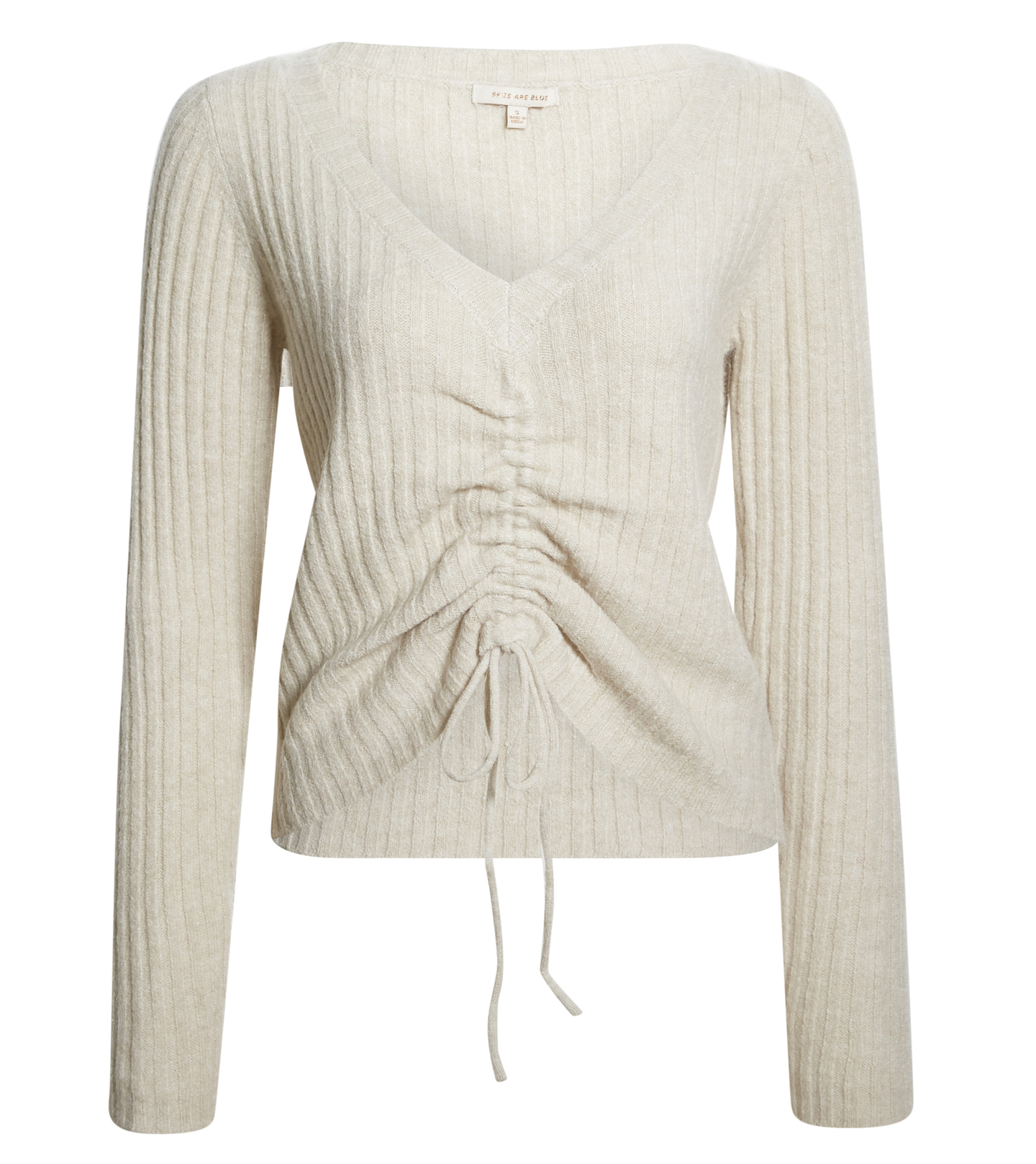 Ruched Rib Knit Sweater