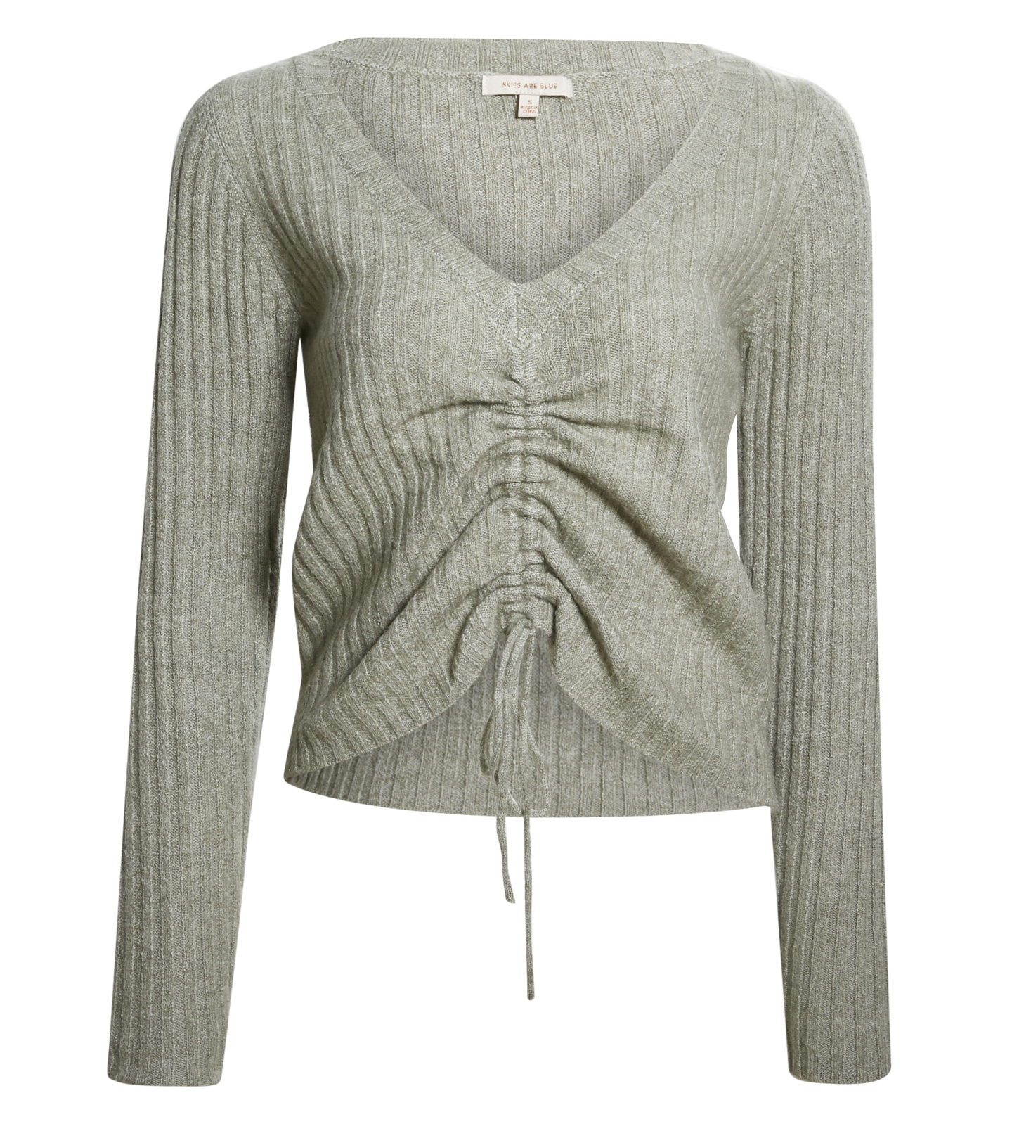 Ruched Rib Knit Sweater
