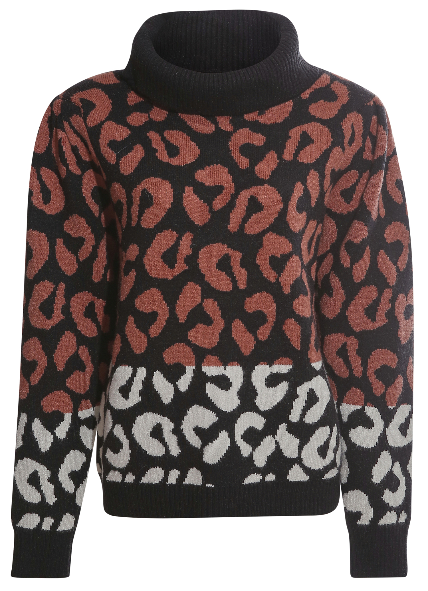 Animal Print Turtleneck Sweater