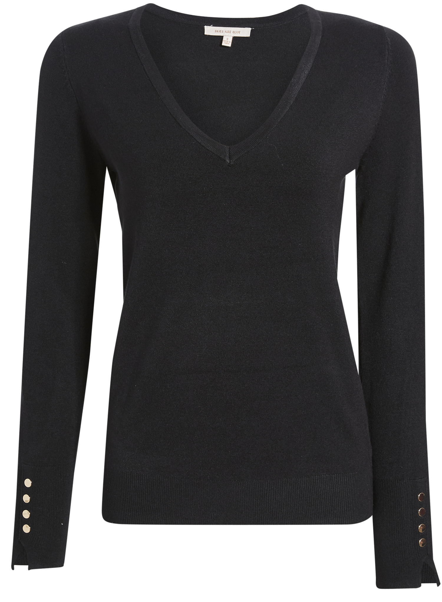V Neck Knit Long Sleeve With Button Detail