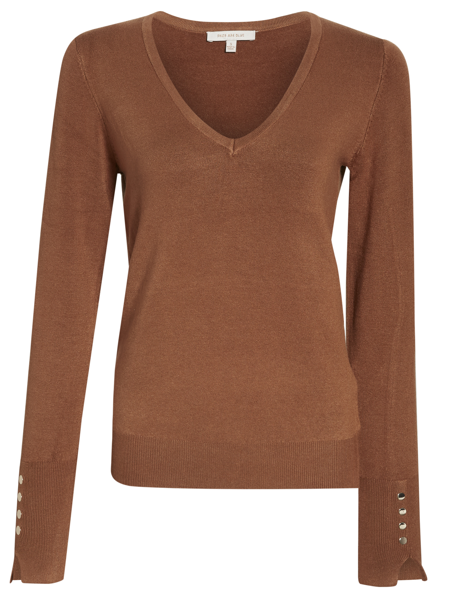 V Neck Knit Long Sleeve With Button Detail