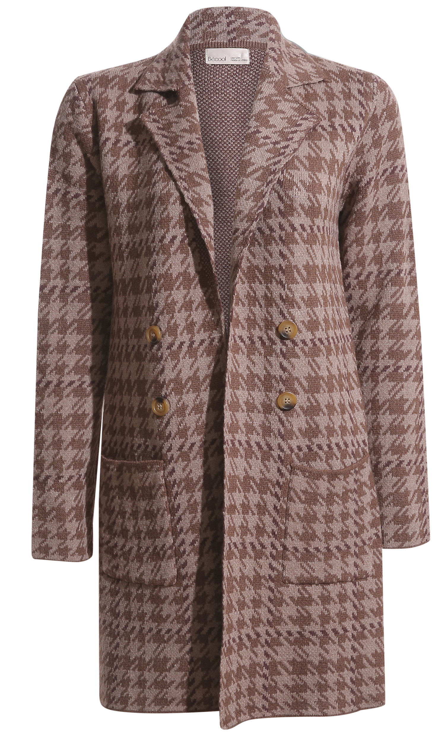 Houndstooth Knit Coatigan