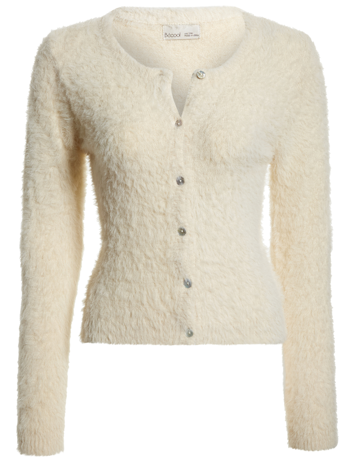 Fuzzy Button Front Cardigan