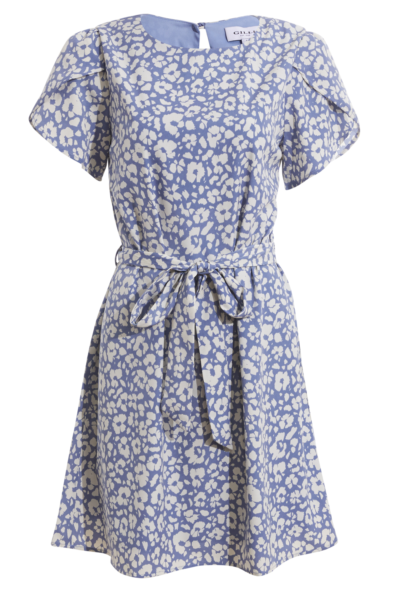 Short Tulip Sleeve Printed Dress