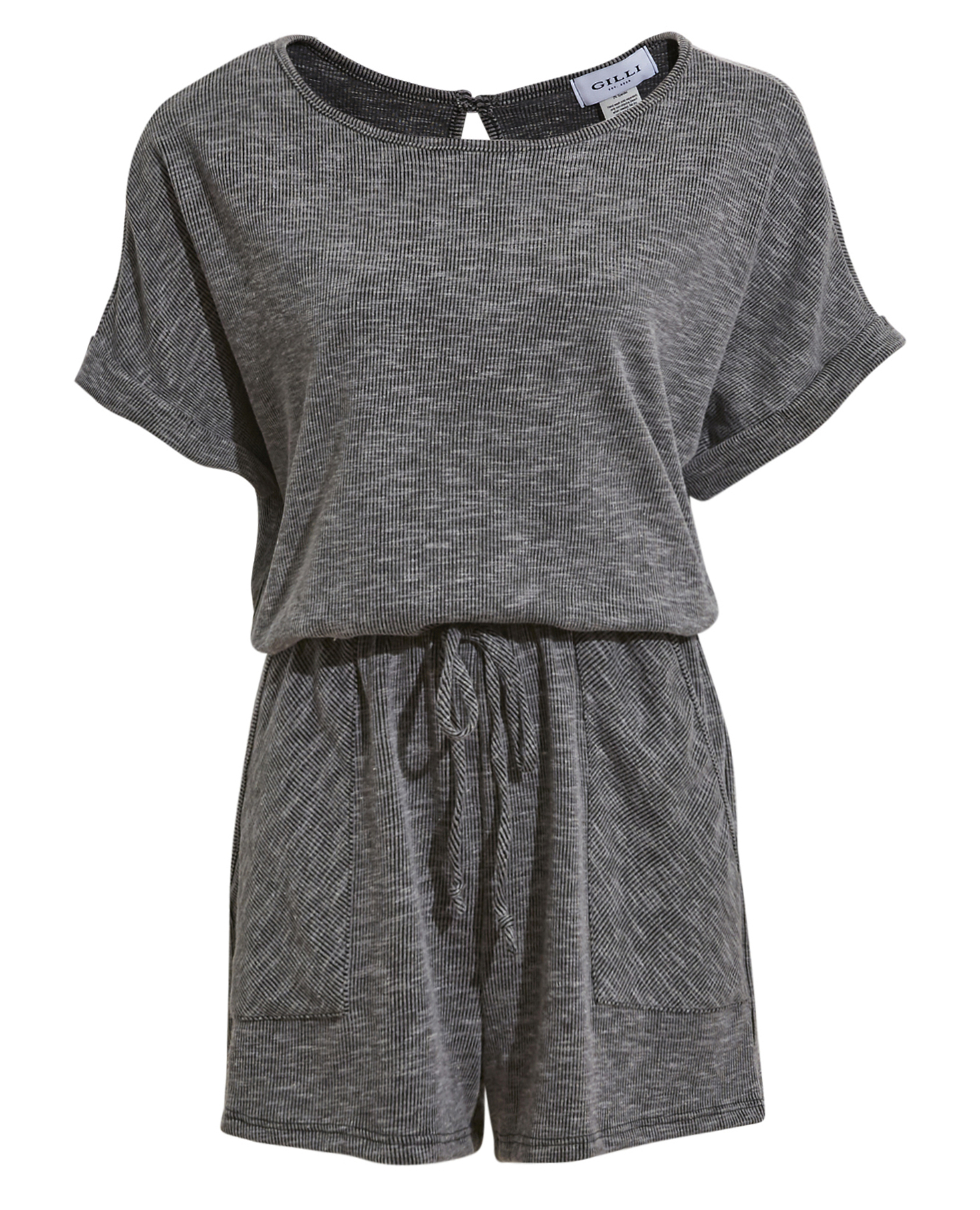 Elastic Waist Front Pocket Romper