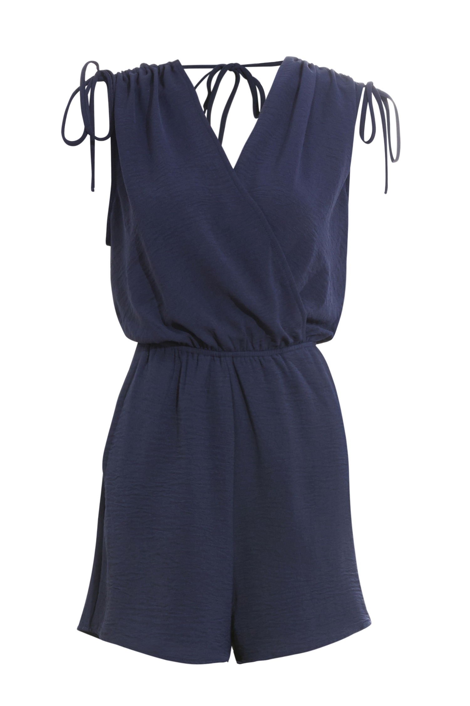 Sleeveless Shoulder Ruching Romper