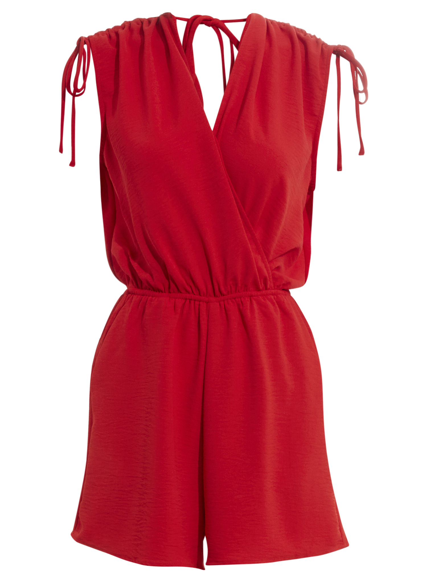 Sleeveless Shoulder Ruching Romper