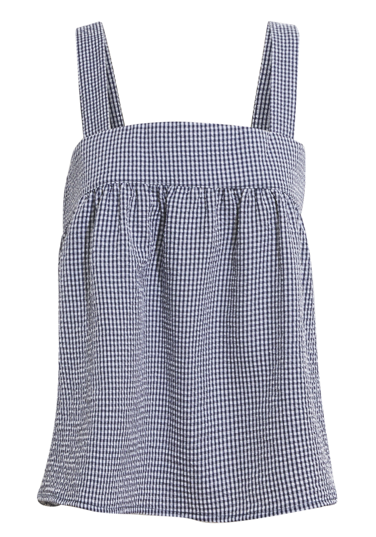 Sleeveless Gingham Printed Tank Top