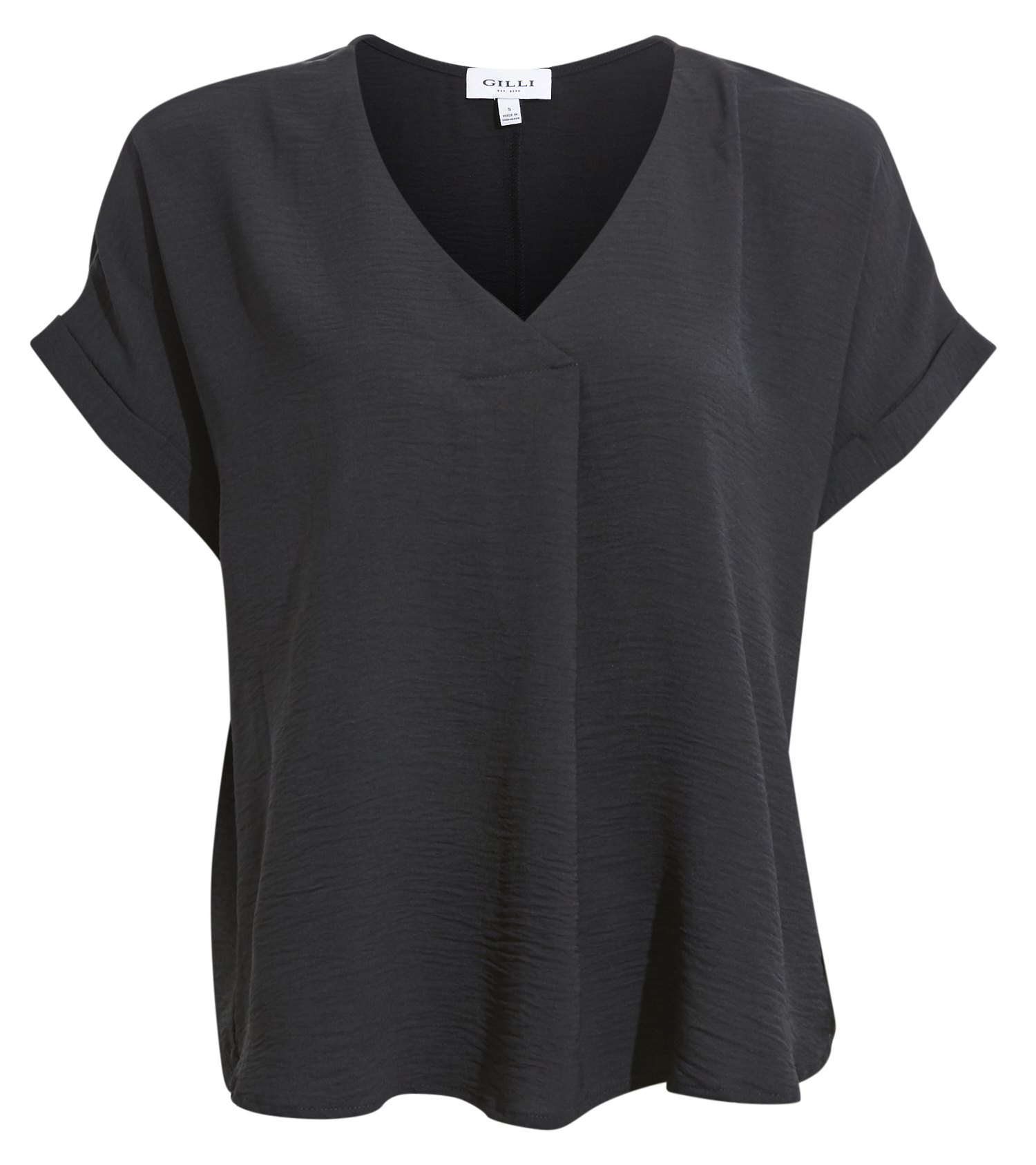 Roll-Up Short Sleeve V-Neck Top
