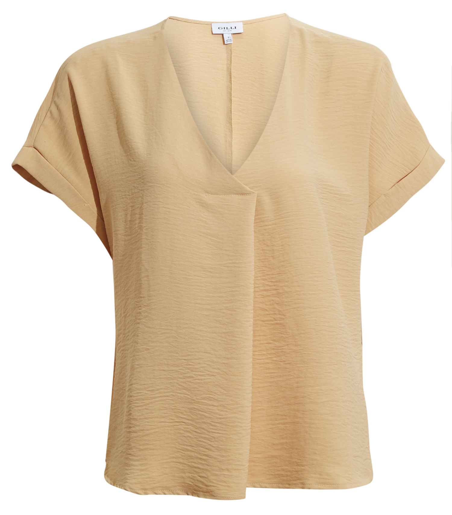 Roll-Up Short Sleeve V-Neck Top