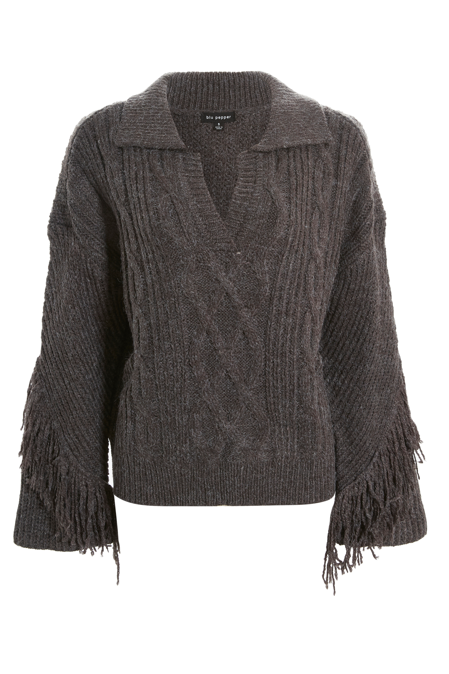 Fringe Cable Knit Sweater