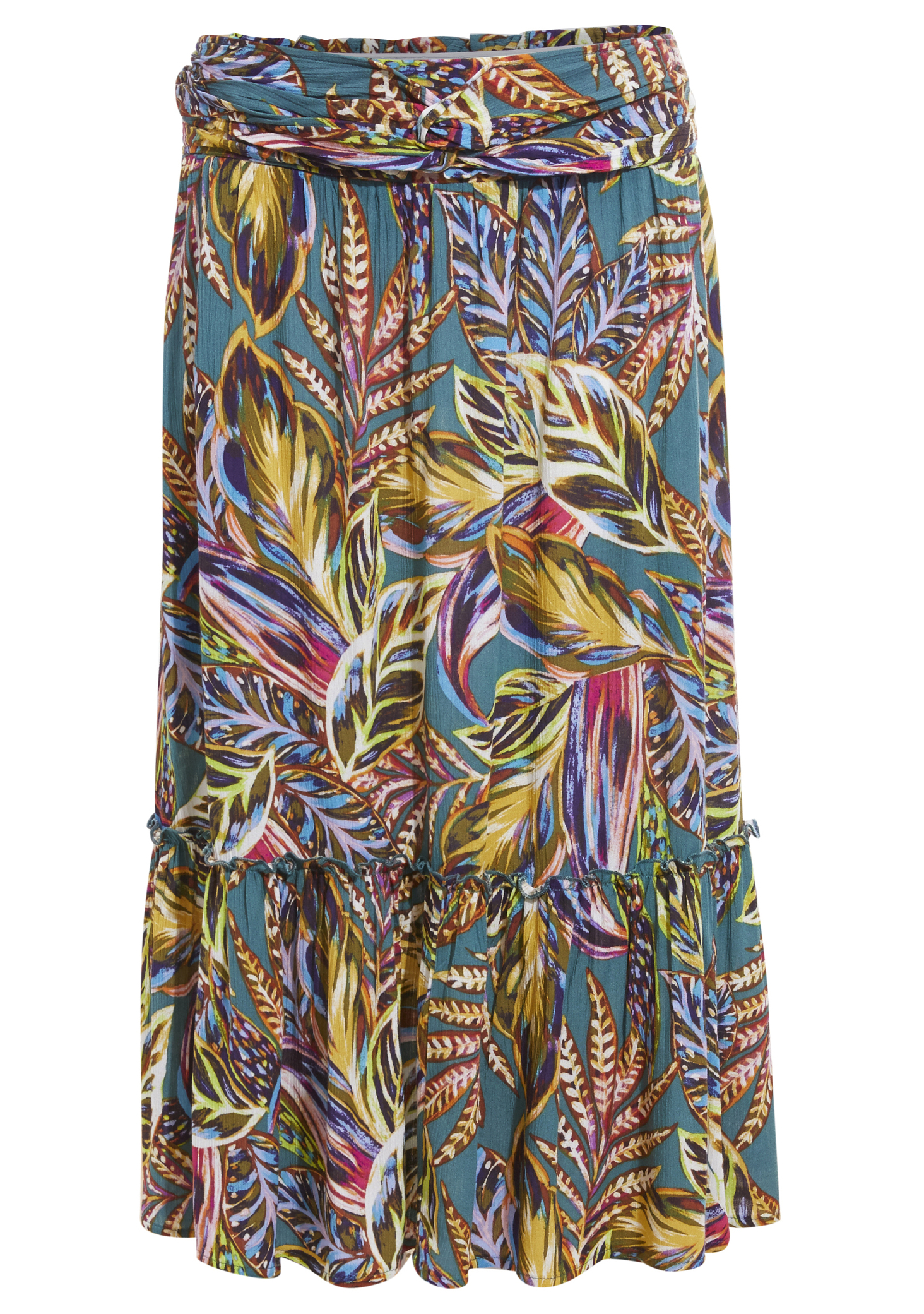 Democracy Tropical Print Midi Skirt