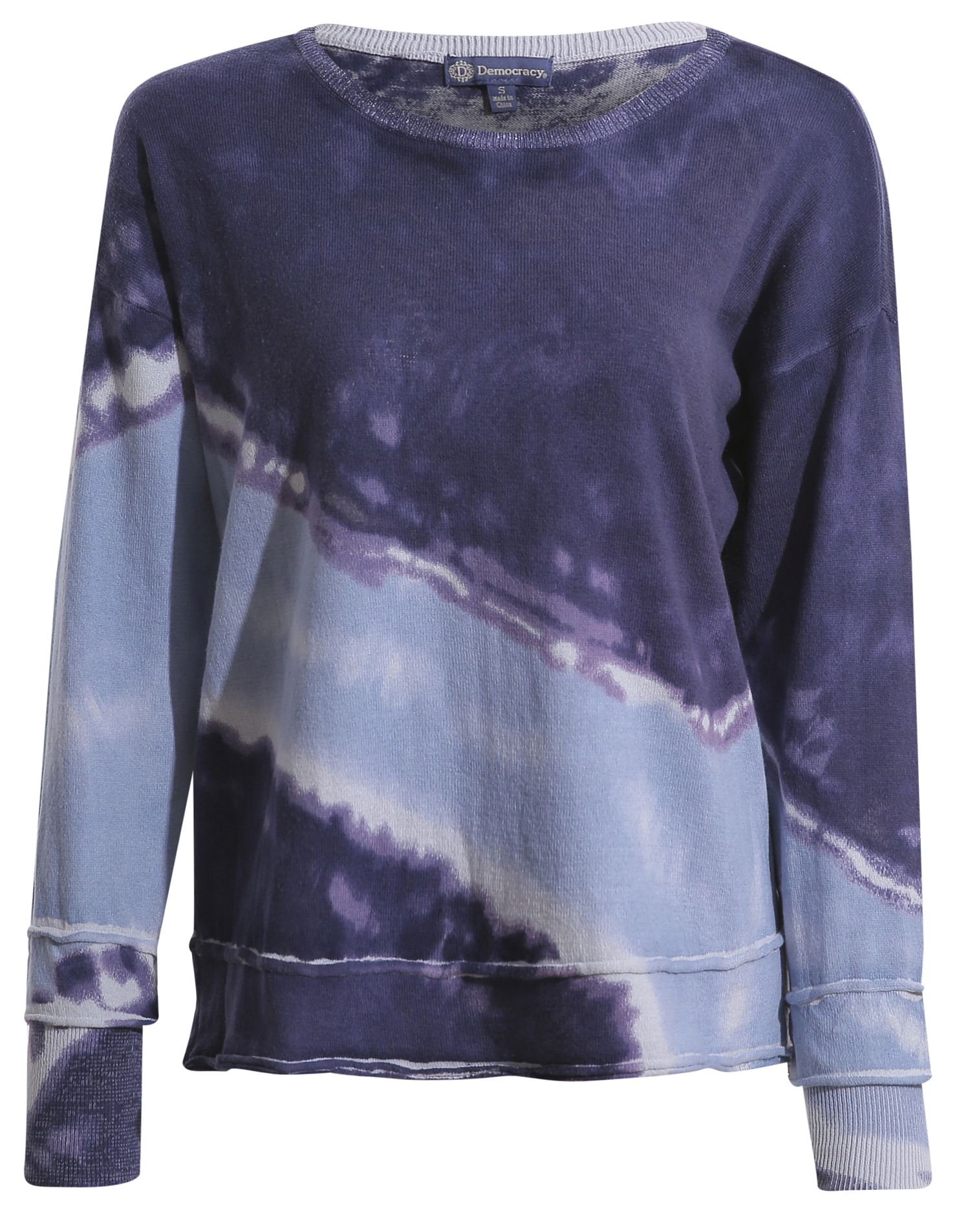Democracy Tie Dye Long Sleeve Curled Edge Hem Sweater