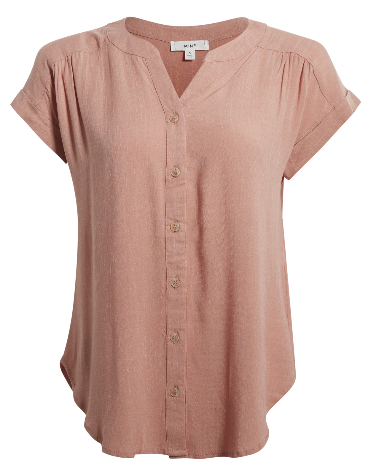 Split Neck Button Front Blouse