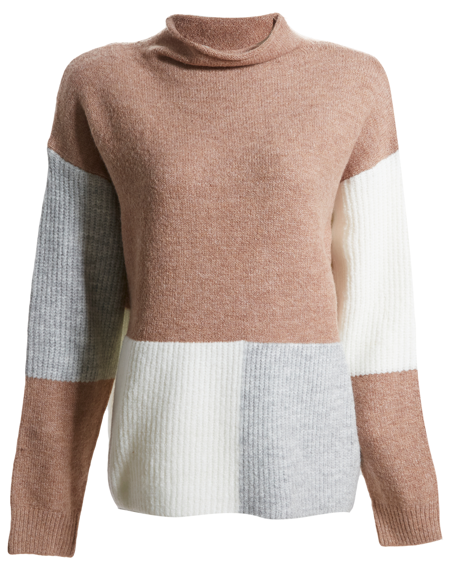 High Neck Color Block Sweater