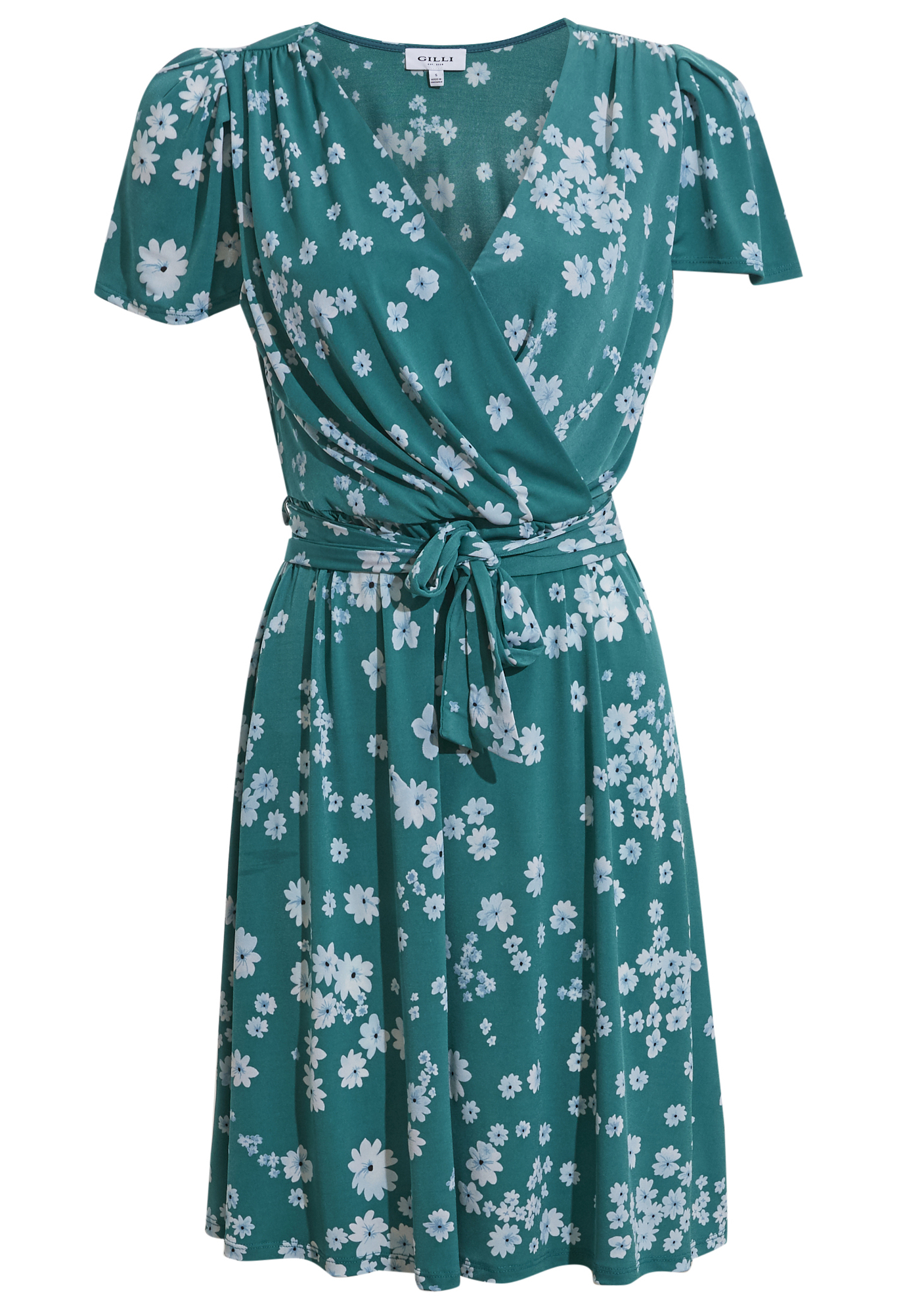 Surplice Tie Front Printed Mini Dress