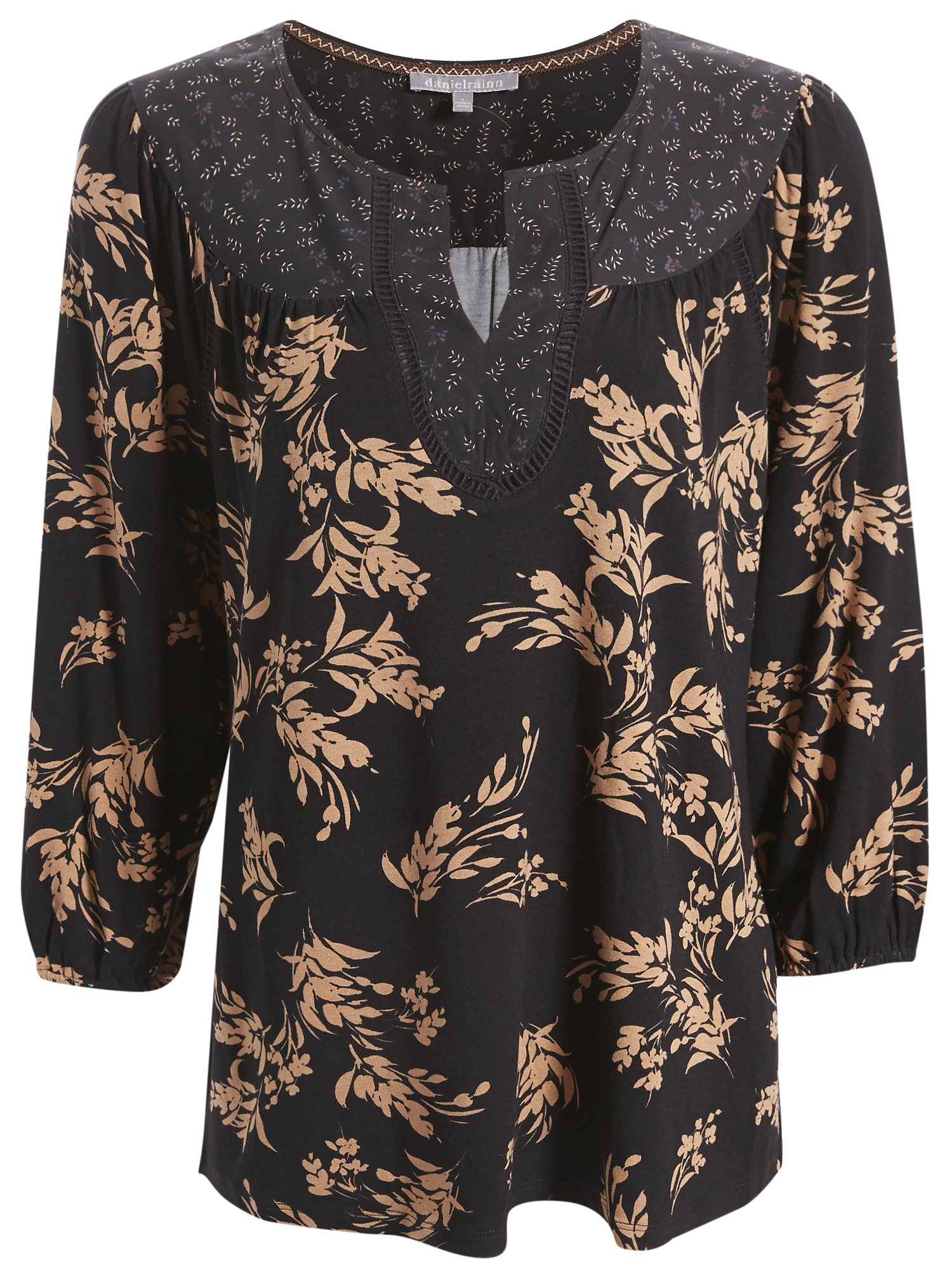 Daniel Rainn Contrasted Floral Print Top