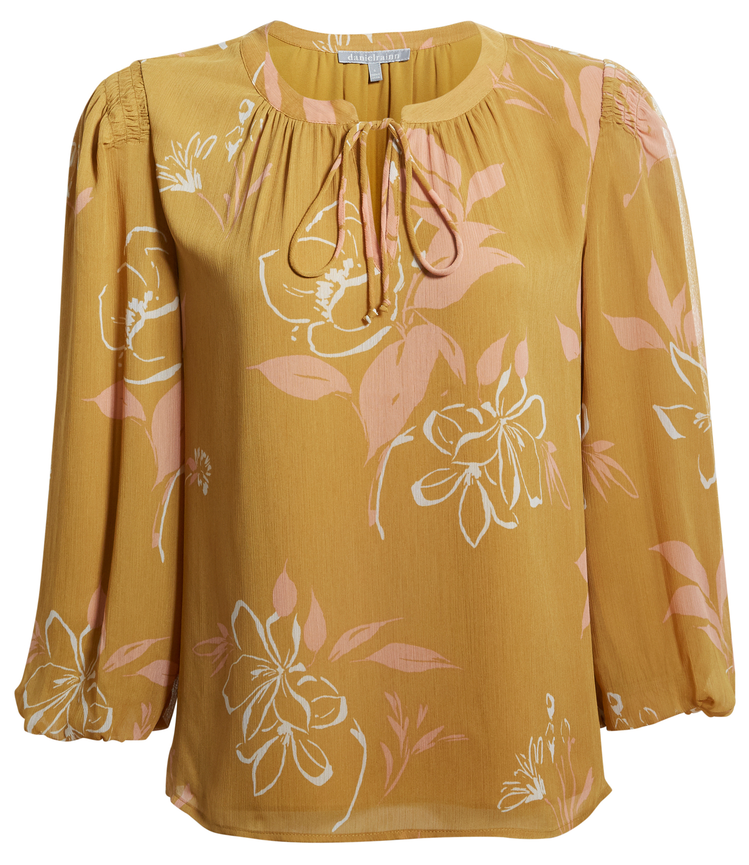Daniel Rainn Split Neck Floral Print Top