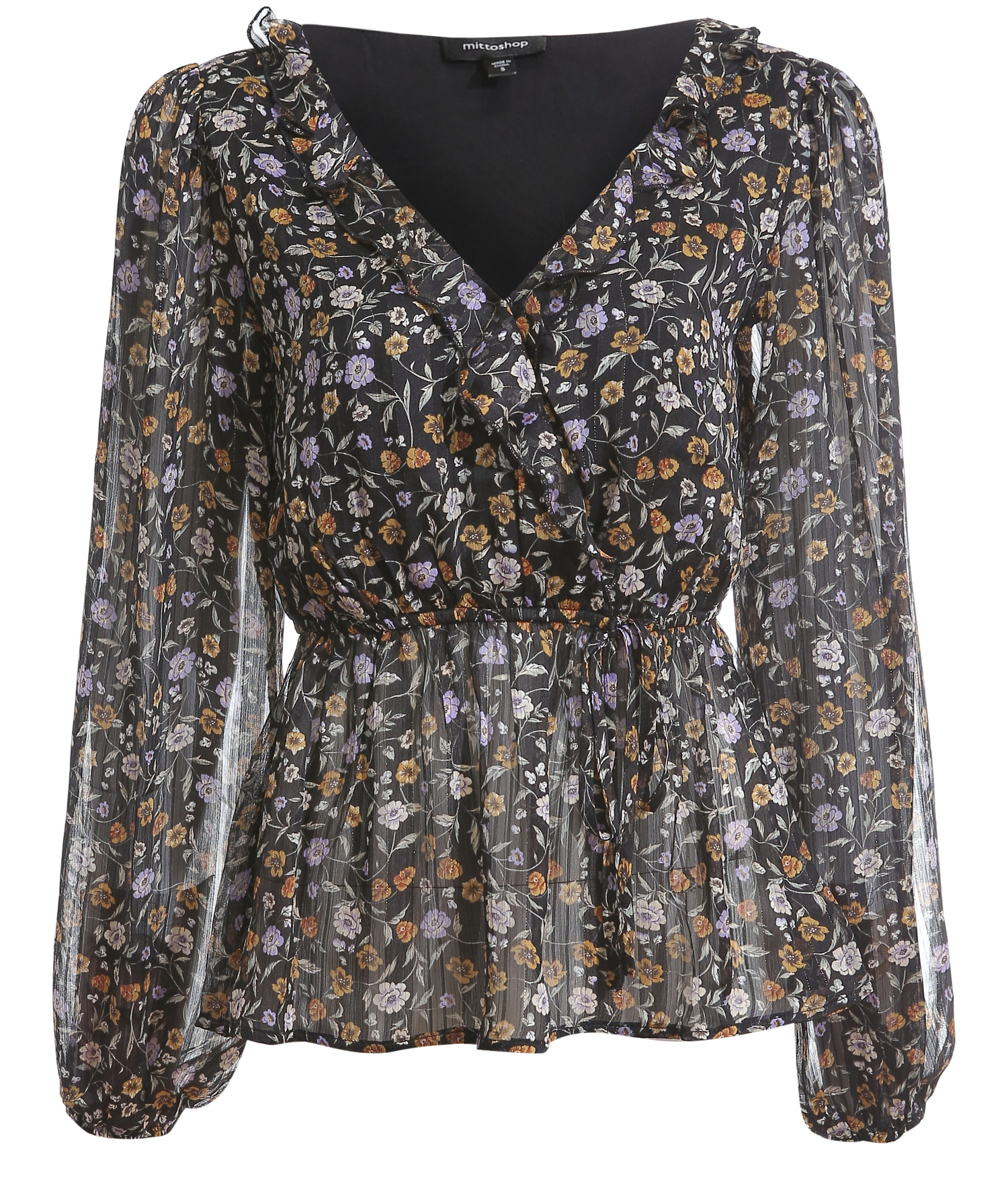 Floral Print Ruffle Detailed Blouse