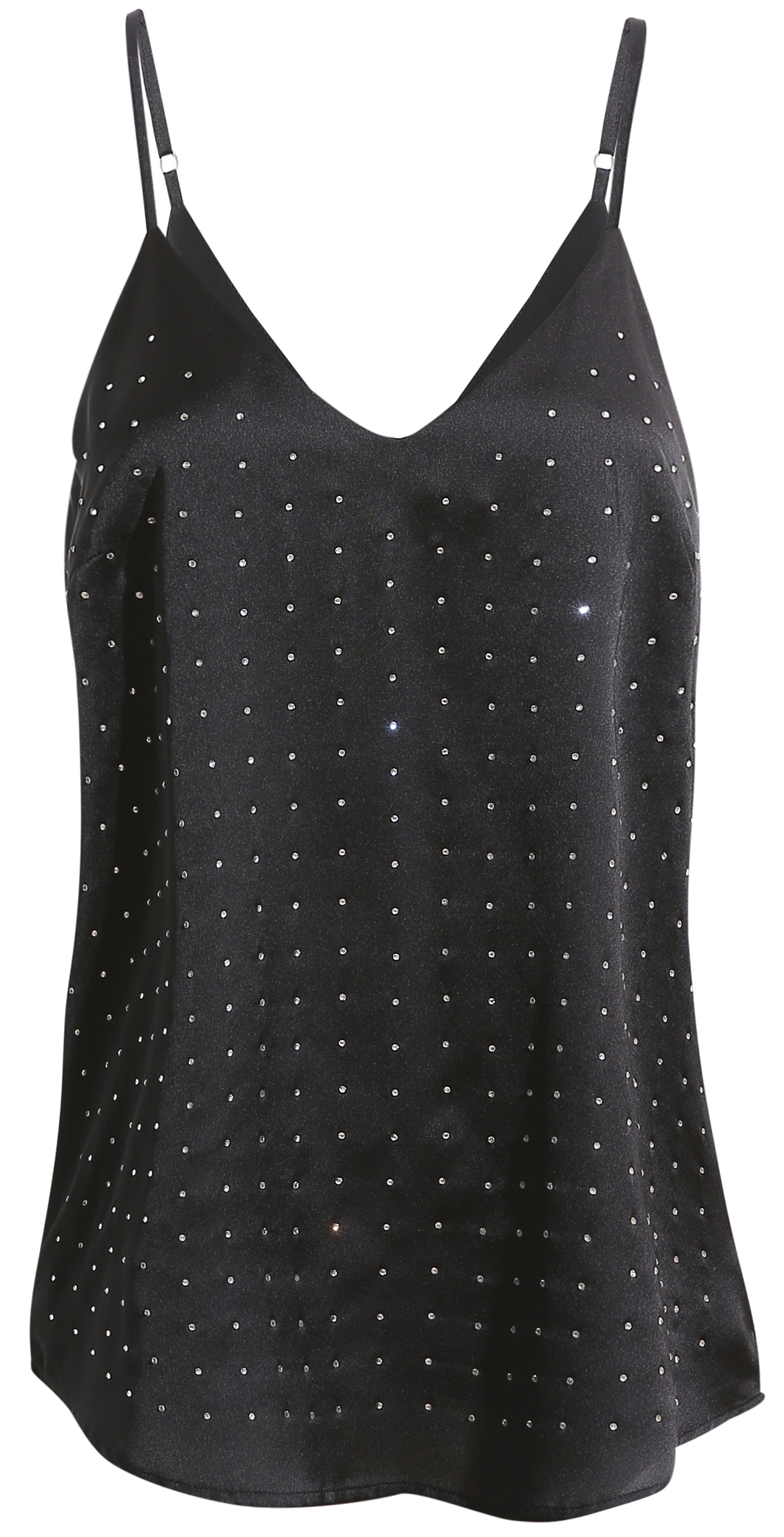 Satin Rhinestone Detail Tank Top