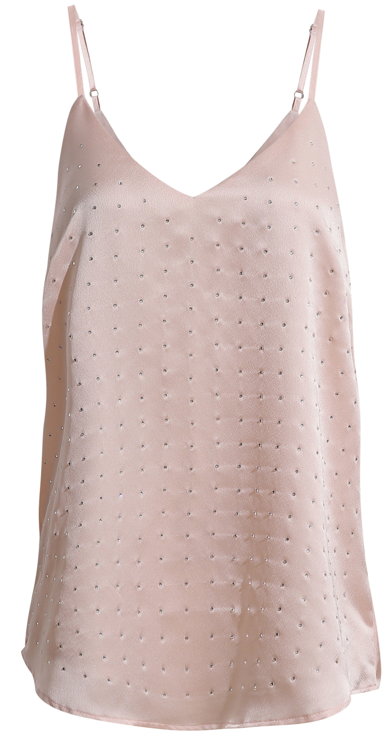 Satin Rhinestone Detail Tank Top