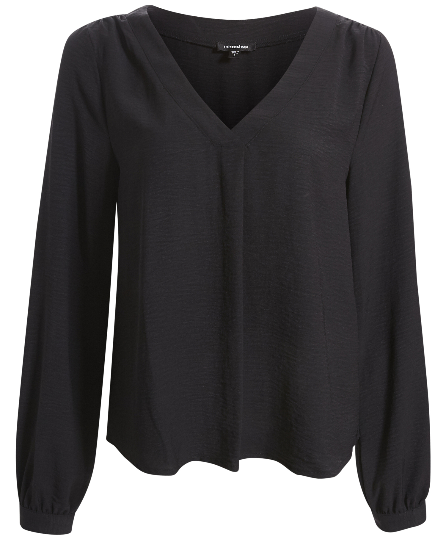 V Neck Drop Hem Blouse