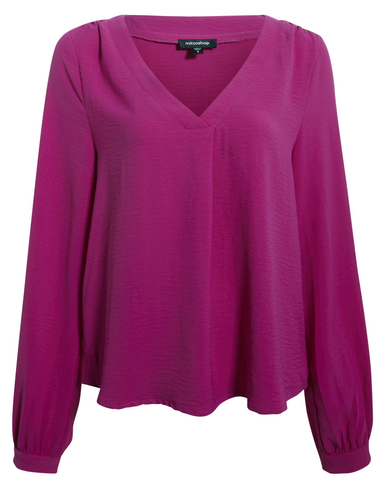 V Neck Drop Hem Blouse