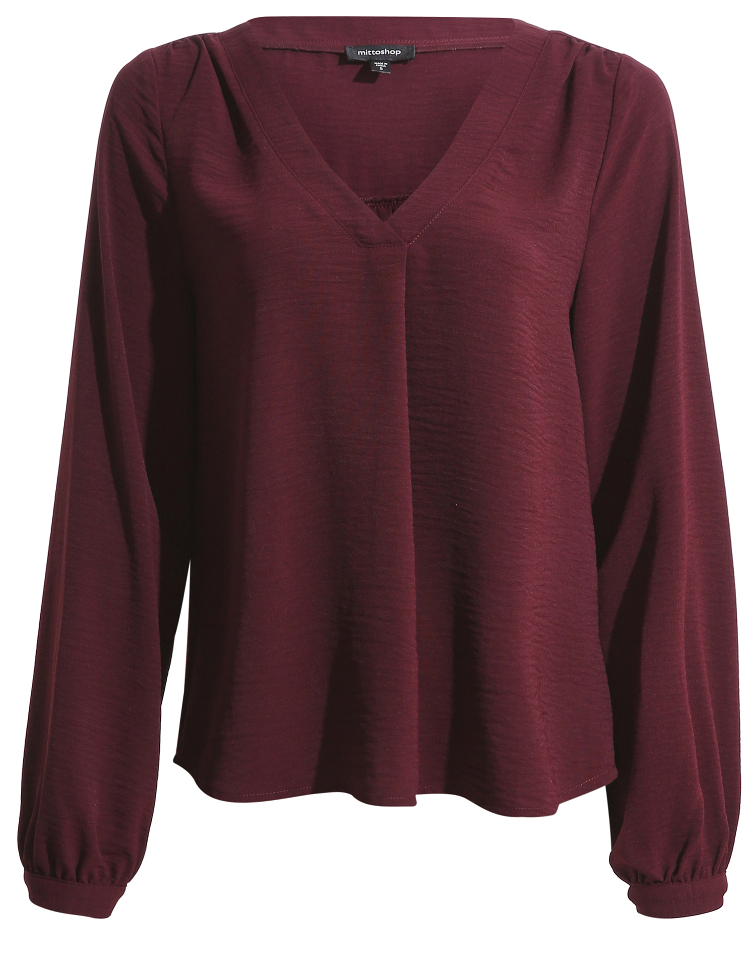 V Neck Drop Hem Blouse