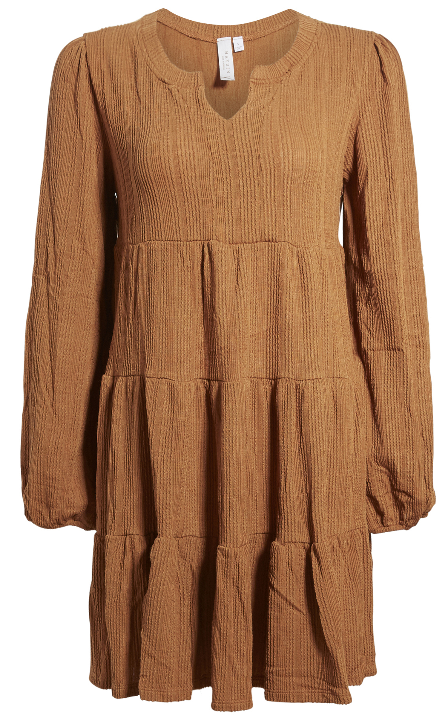 Long Sleeve Textured Mini Dress