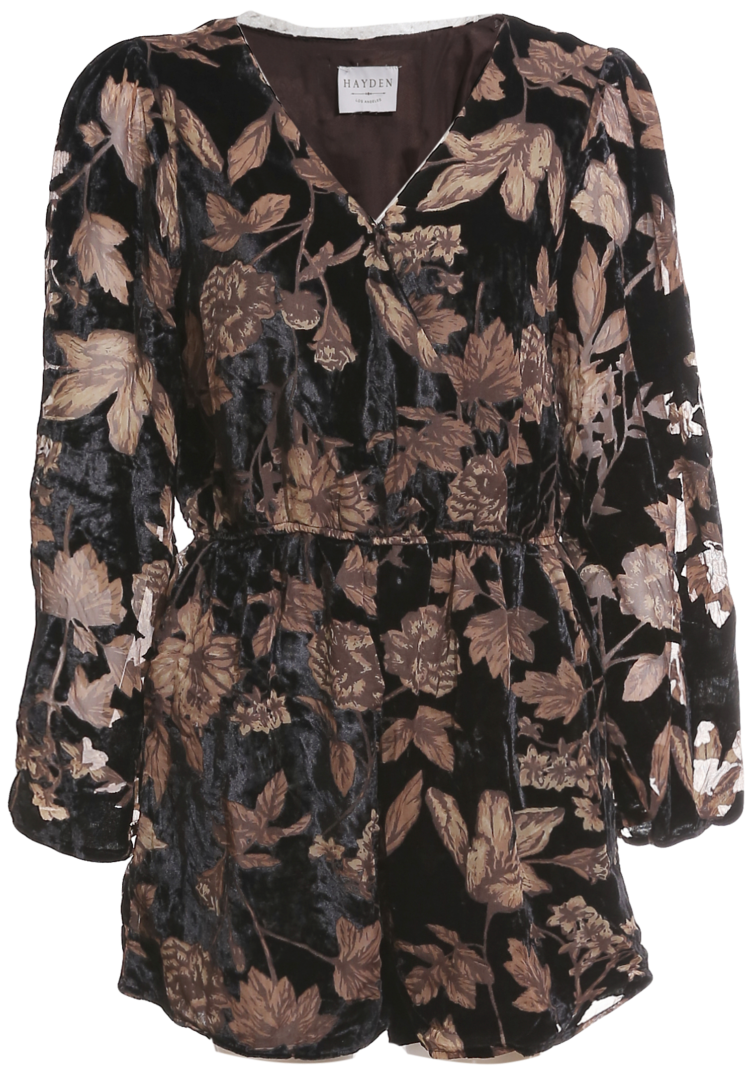 Floral Velvet Long Sleeve Romper
