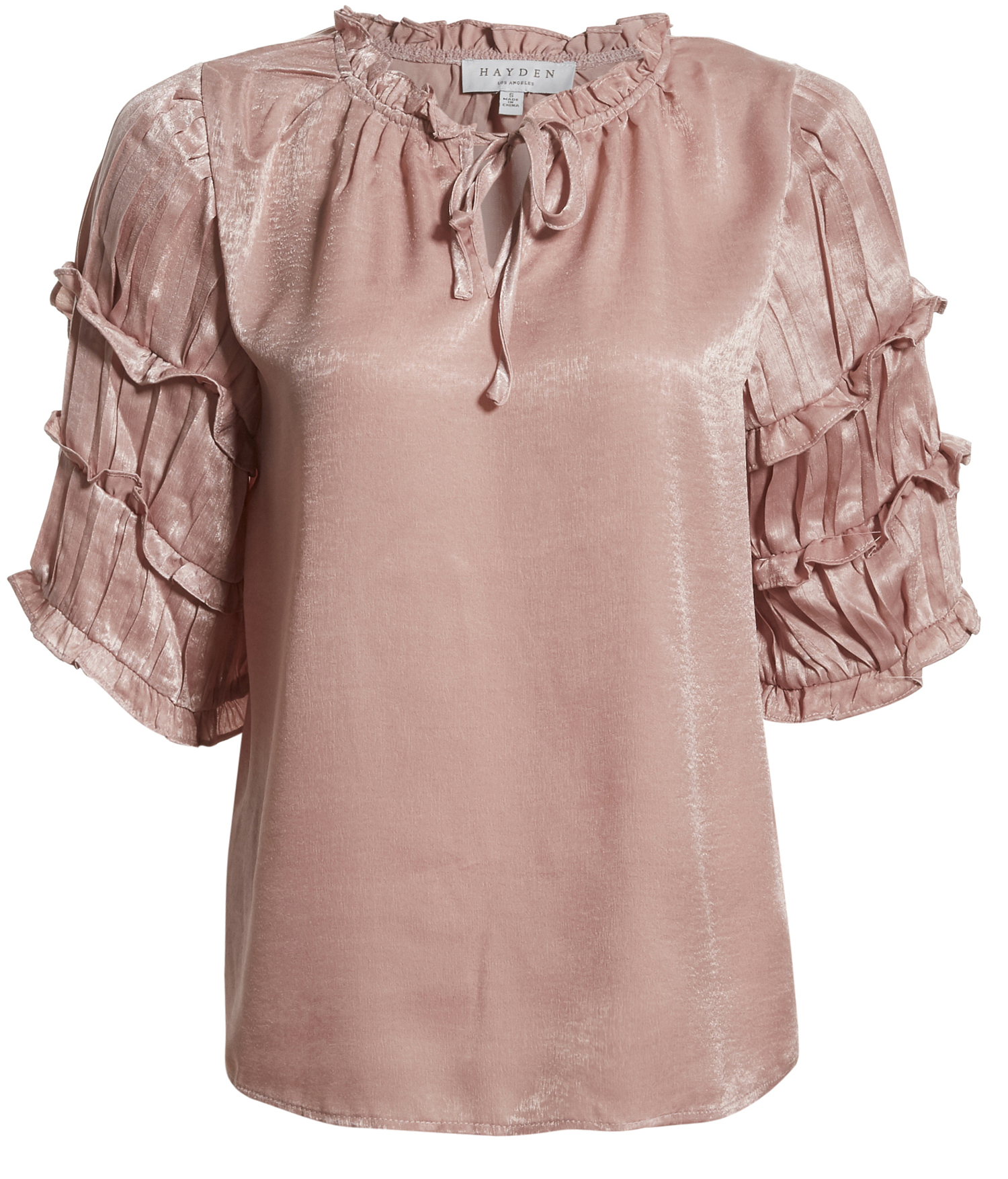 Pleated Sleeve Ruffled Top