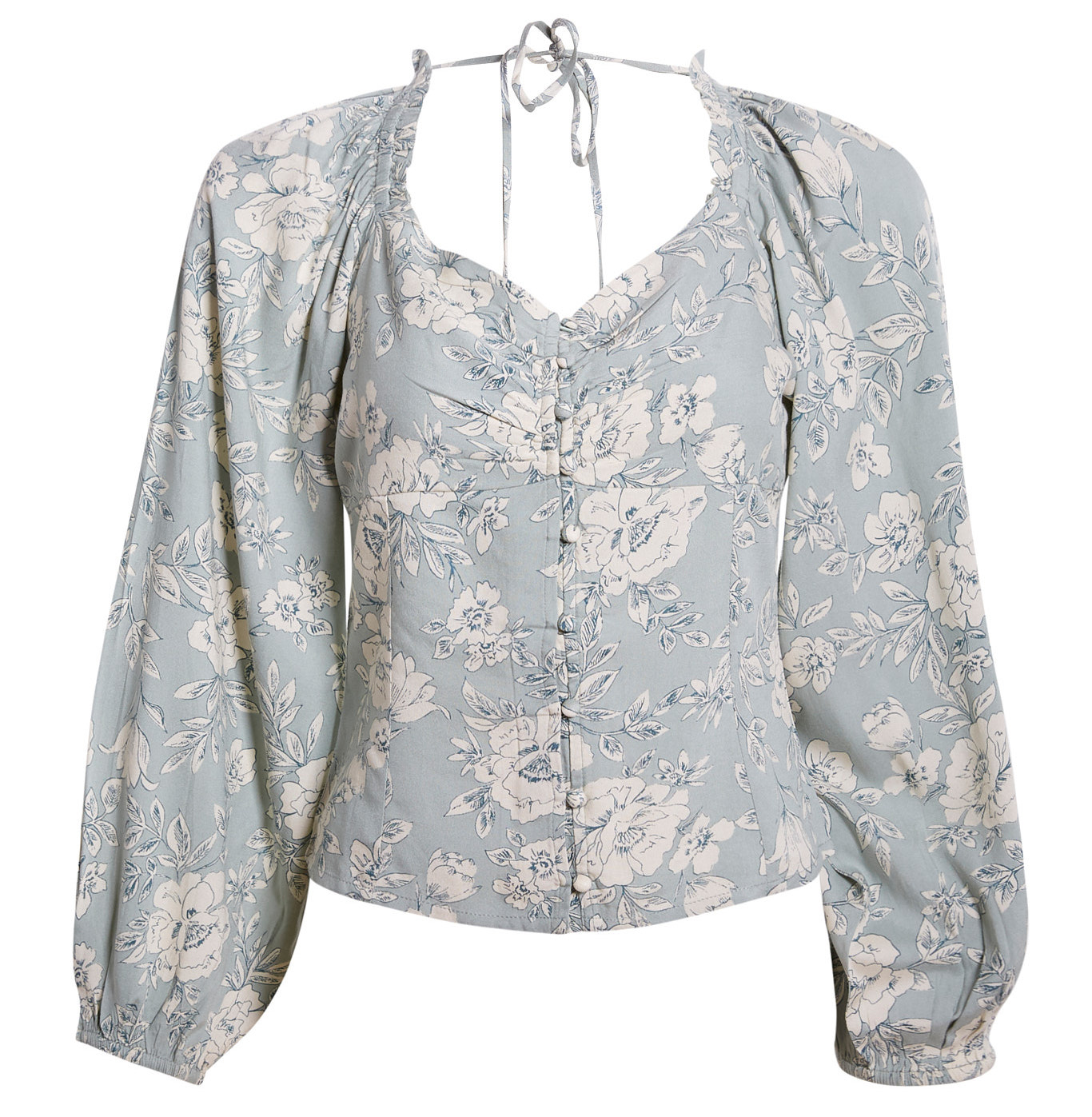 Button Front Floral Top