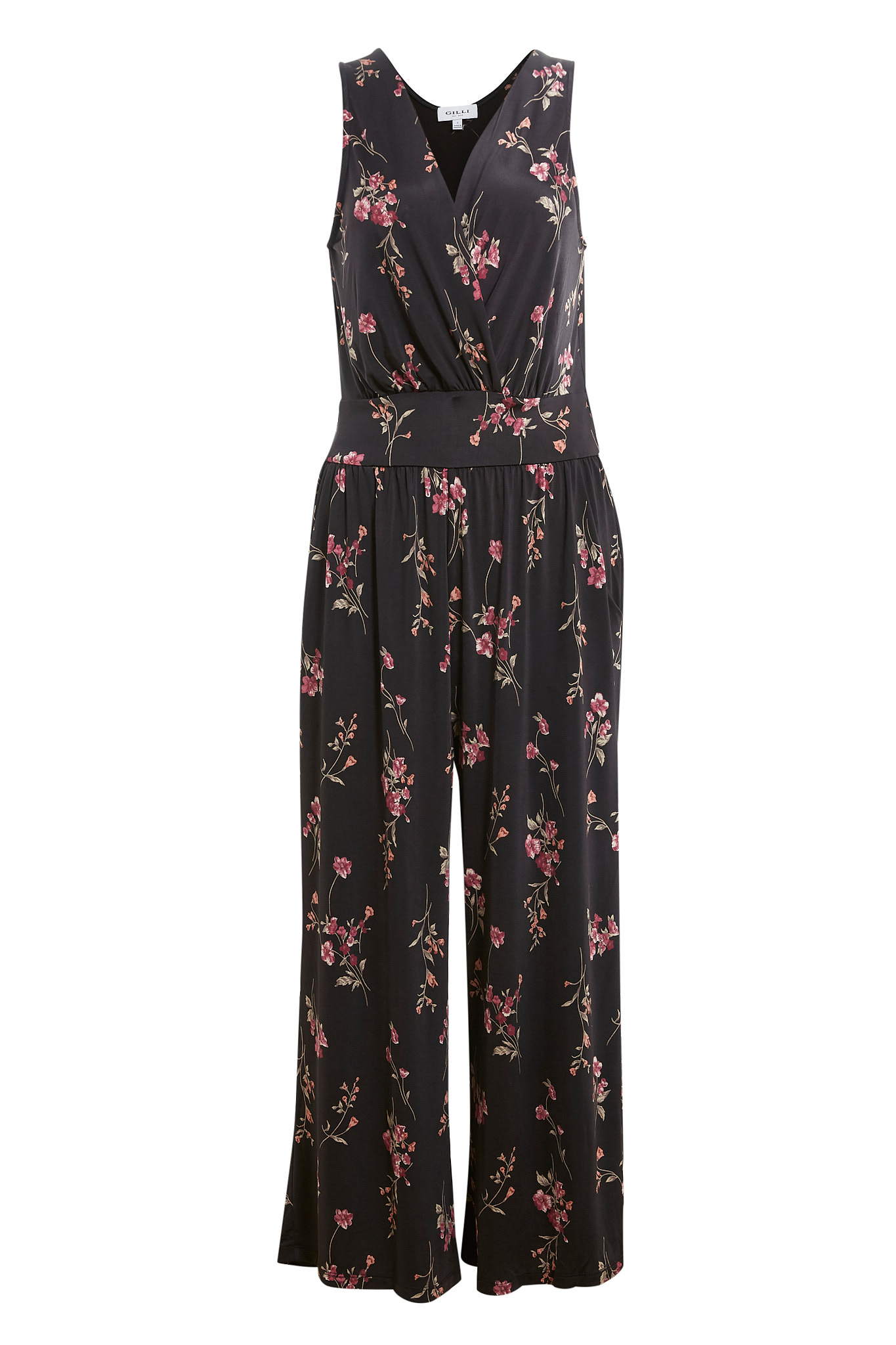 Surplice Cropped Floral Jumpsuit