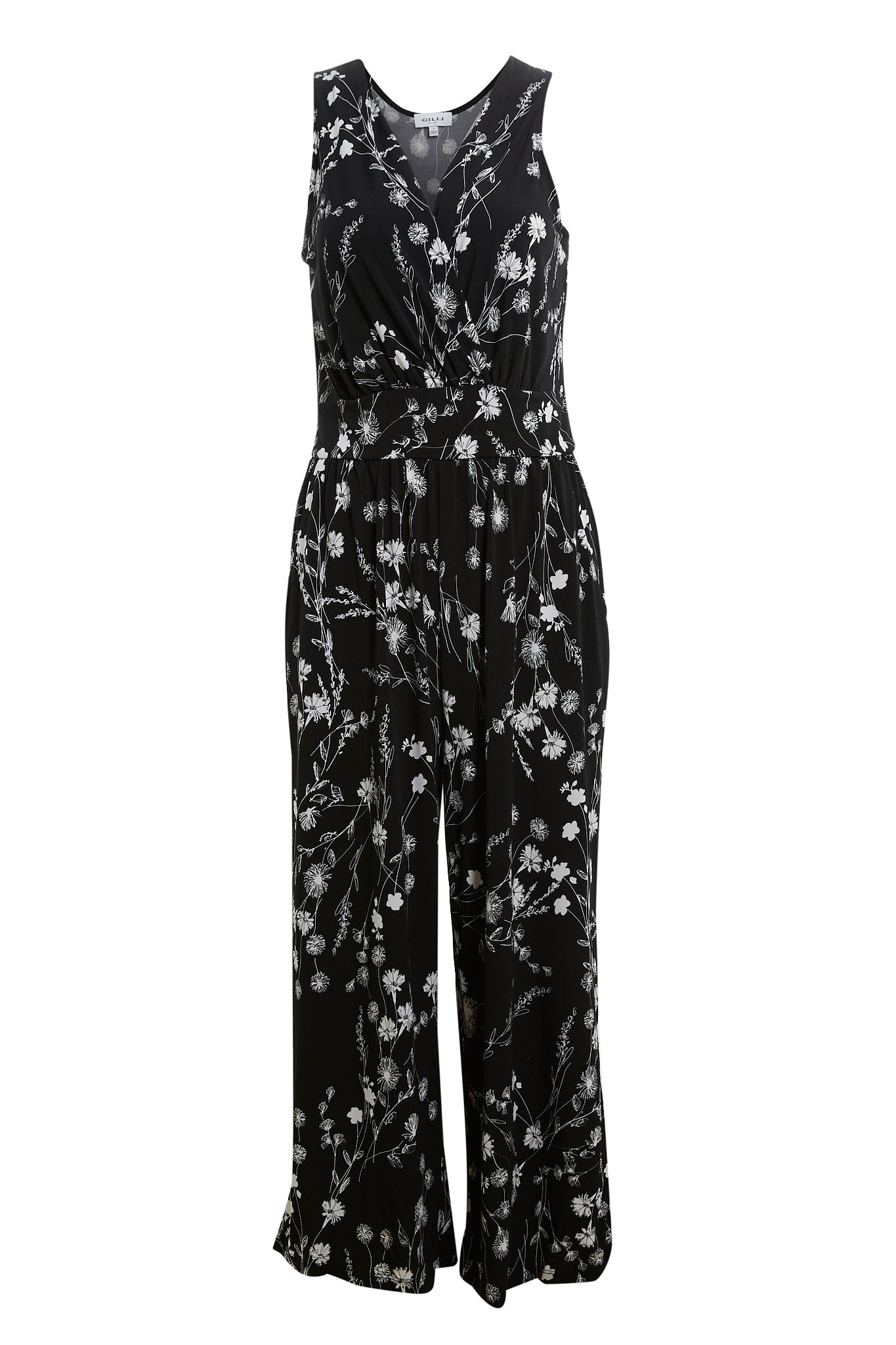 Surplice Cropped Floral Jumpsuit