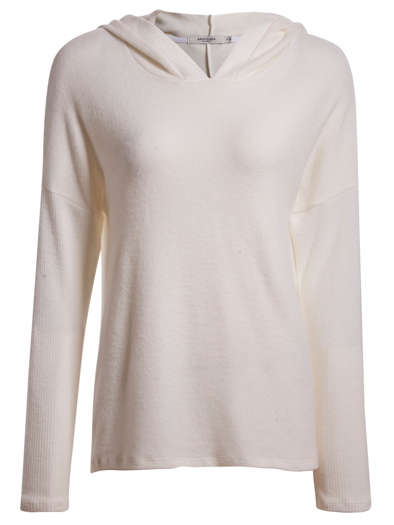 Ribbed Contrast Hooded Top