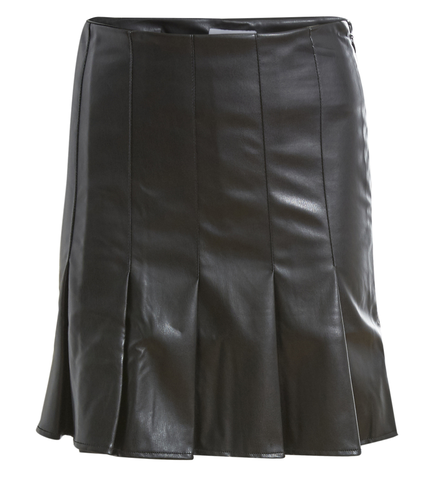 Pleated Faux Leather Mini Skirt