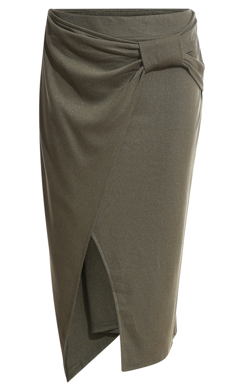Asymmetrical Drape Tie Pencil Midi Skirt
