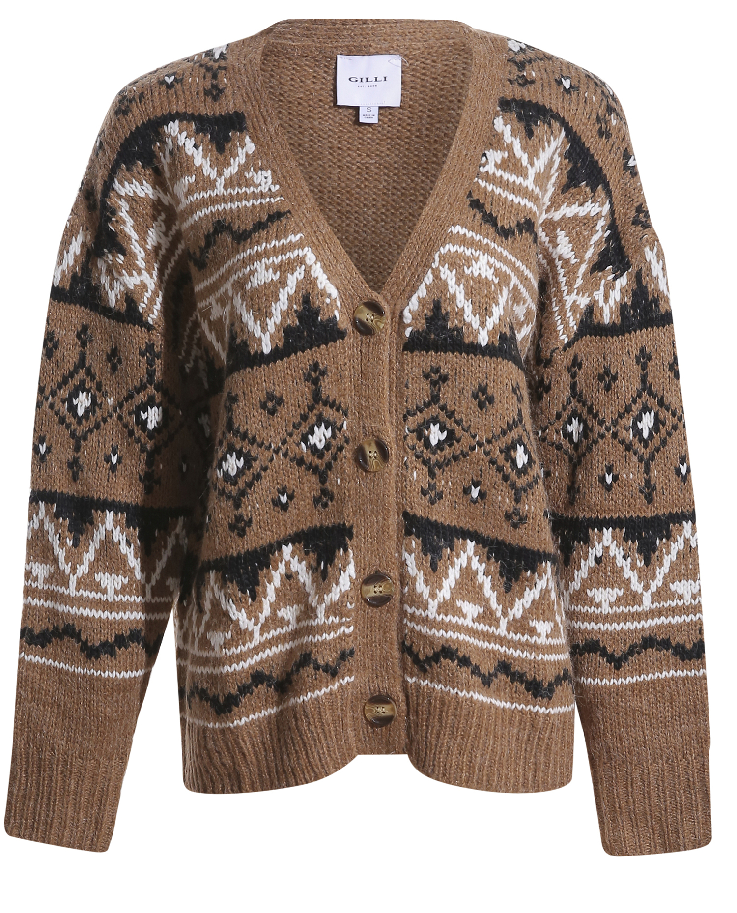 Fairisle Pattern Cardigan Sweater