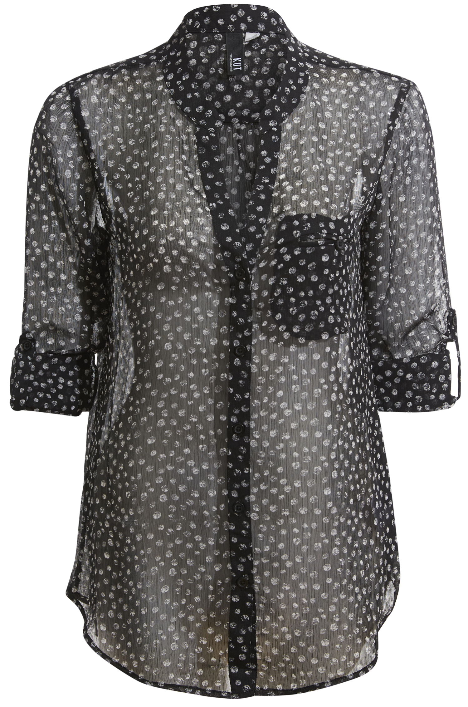 KUT from the Kloth Button Front Long Sleeve Sheer Blouse